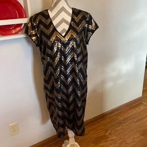 NWT H&M zigzag black & gold sequin dress, size large